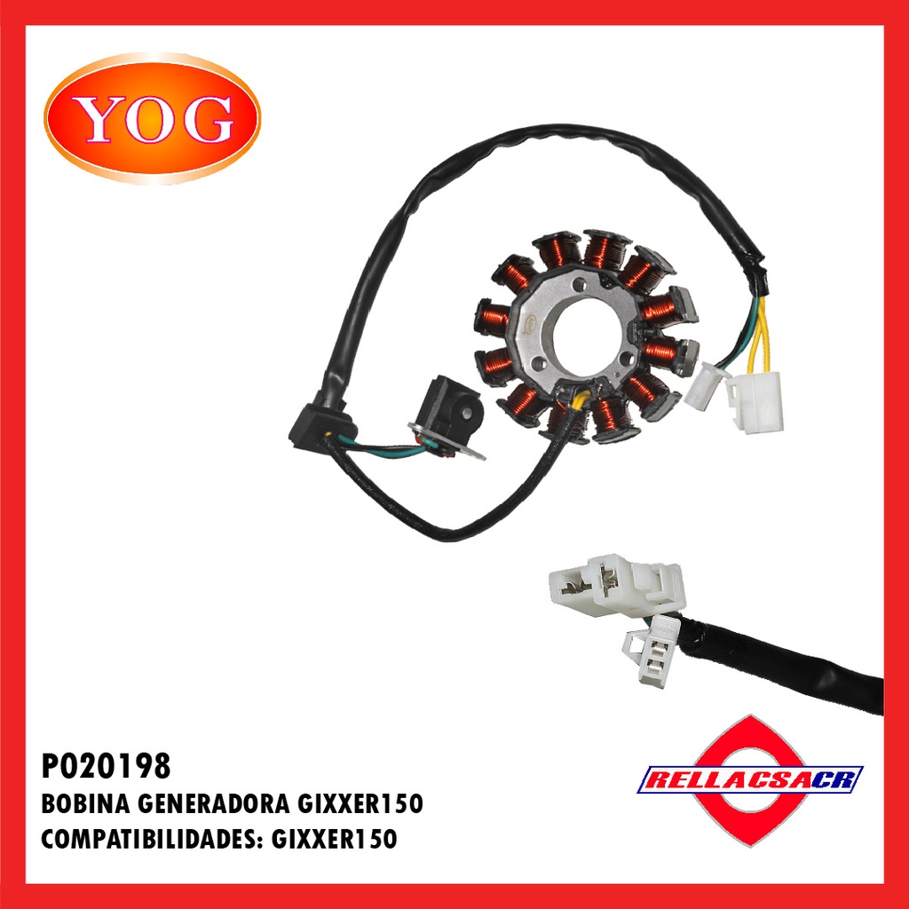 BOBINA GENERADORA GIXXER 150 (12 - 3 TORNILLOS) (CARBURADA)