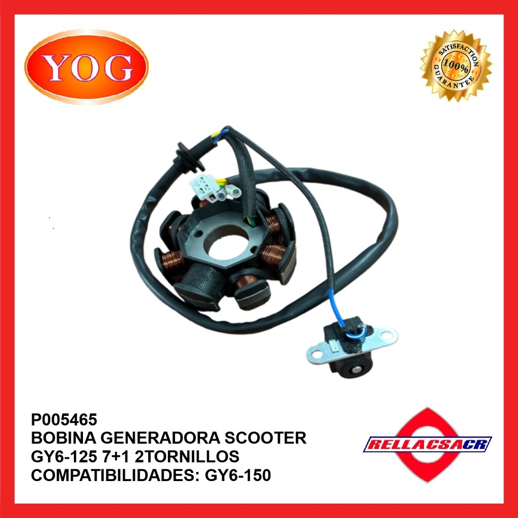 BOBINA GENERADORA SCOOTER 150 (7+1 - 2 TORNILLOS)