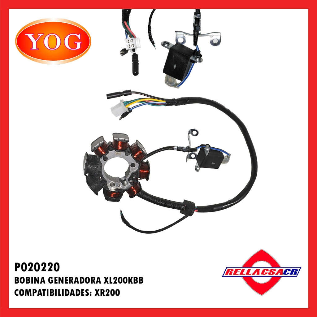 BOBINA GENERADORA XL 200 (KBB) (6+2 - 3 TORNILLOS)