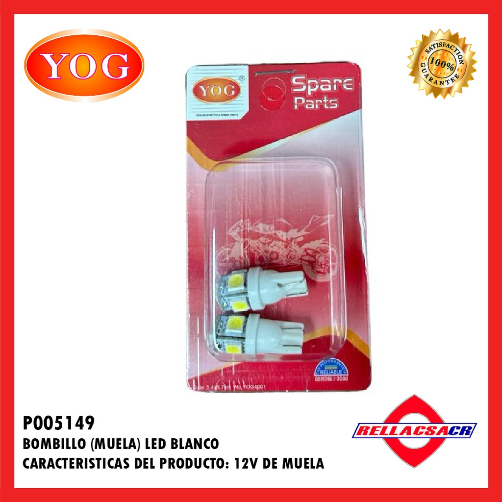 BOMBILLO LED  BLANCO MUELA 12V (PAR)