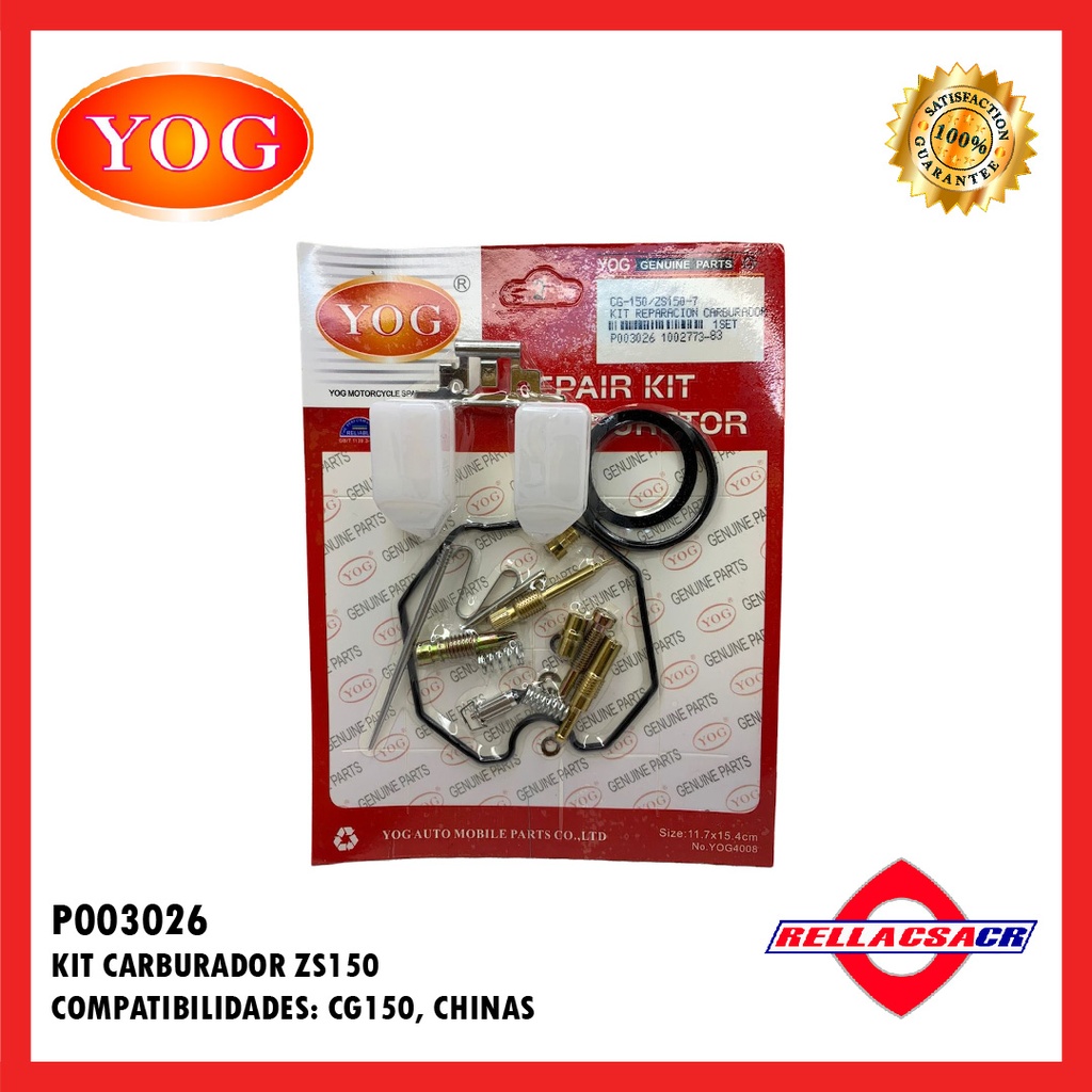 KIT CARBURADOR ZS150/CG150/CHINAS150.YOG