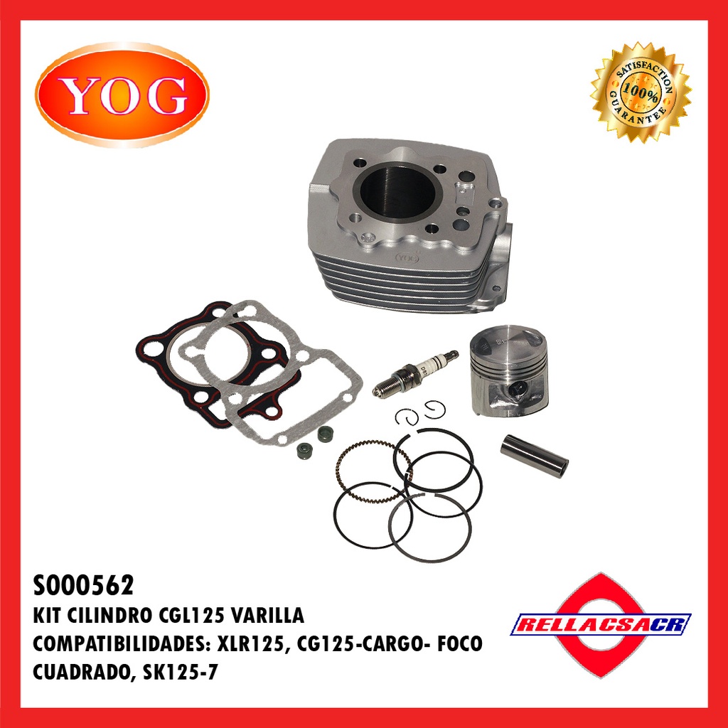 KIT CILINDRO CGL125/XLR125/CG125F.CUADRADO/SK125-7 VARILLA.YOG