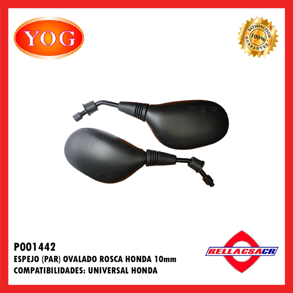 ESPEJOS OVALADOS UNIVERSAL HONDA ROSCA 10MM