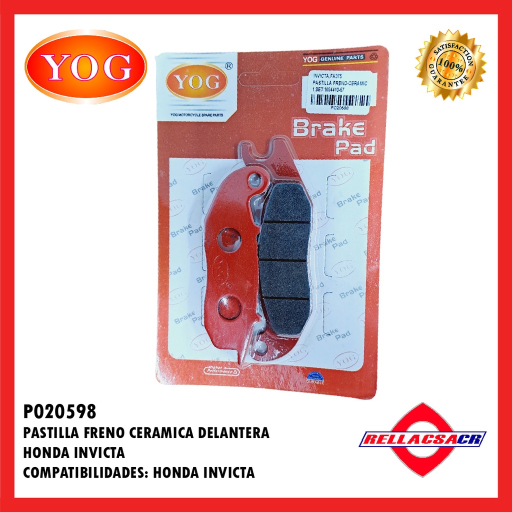 PASTILLA FRENO CERAMICA INVICTA 150 (FA375)