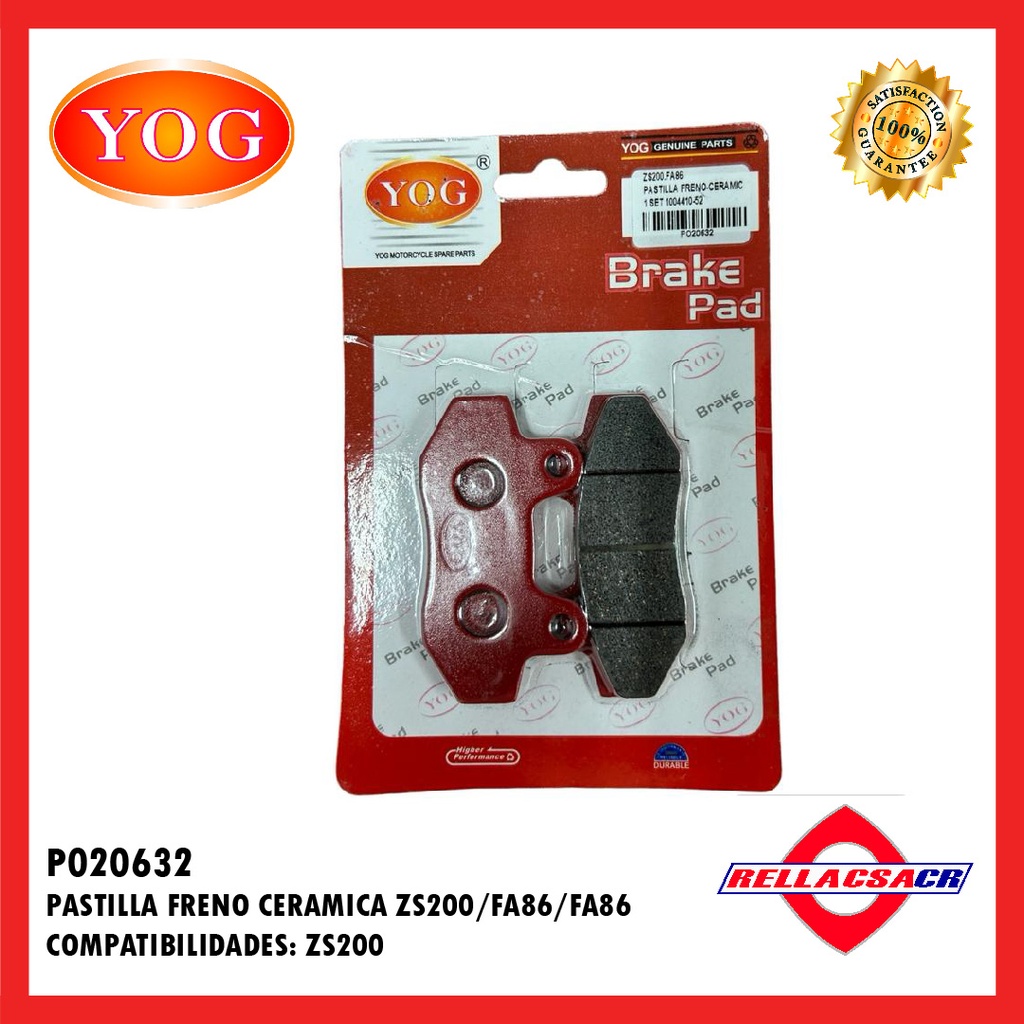 PASTILLA FRENO CERAMICA ZS150-7 (FA86)