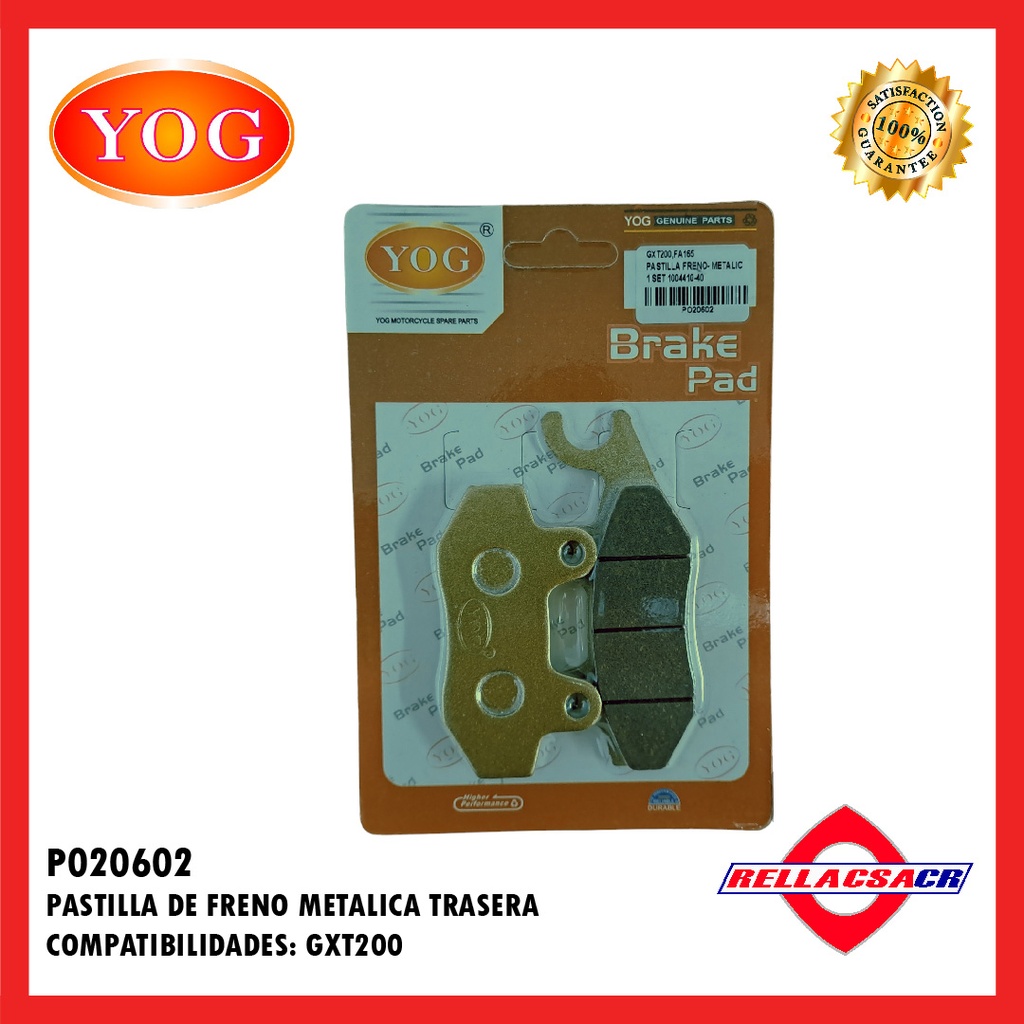 PASTILLA FRENO METALICA GAN IZQ. GXT 200 (FA165)