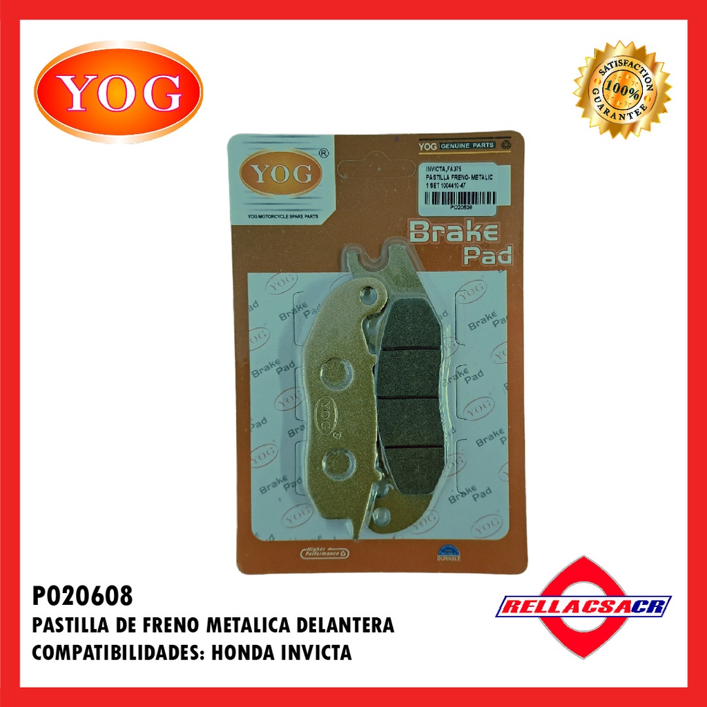 PASTILLA FRENO METALICA INVICTA 150 (FA375)