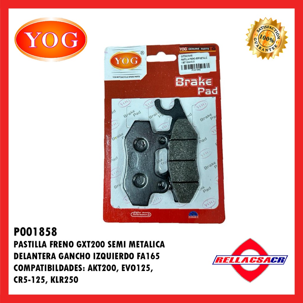 PASTILLA FRENO SEMI METALICA GAN IZQ. GXT 200 (FA165)