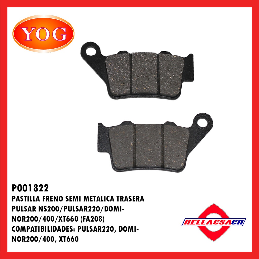 PASTILLA FRENO SEMI METALICA BAJA PULSAR 200NS (FA208)