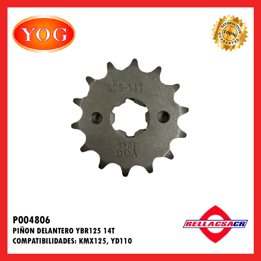 PI홥N DELANTERO YBR125ED 14T GIXXER/XTZ125/FZ16/XT225/ YD110 CRUX/DT175K/KMX125