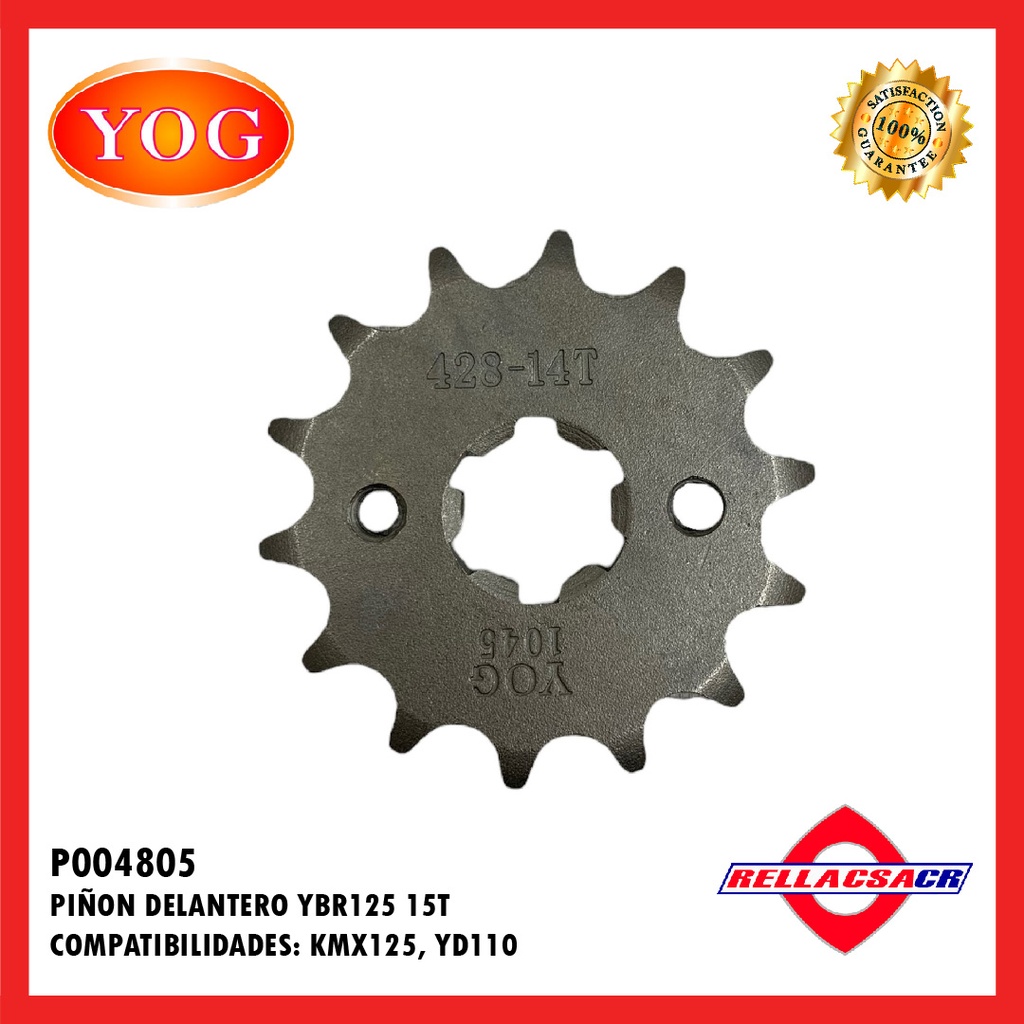 PI홥N DELANTERO YBR125ED 15T GIXXER/XTZ125/FZ16/XT225/ YD110 CRUX/DT175K/KMX125