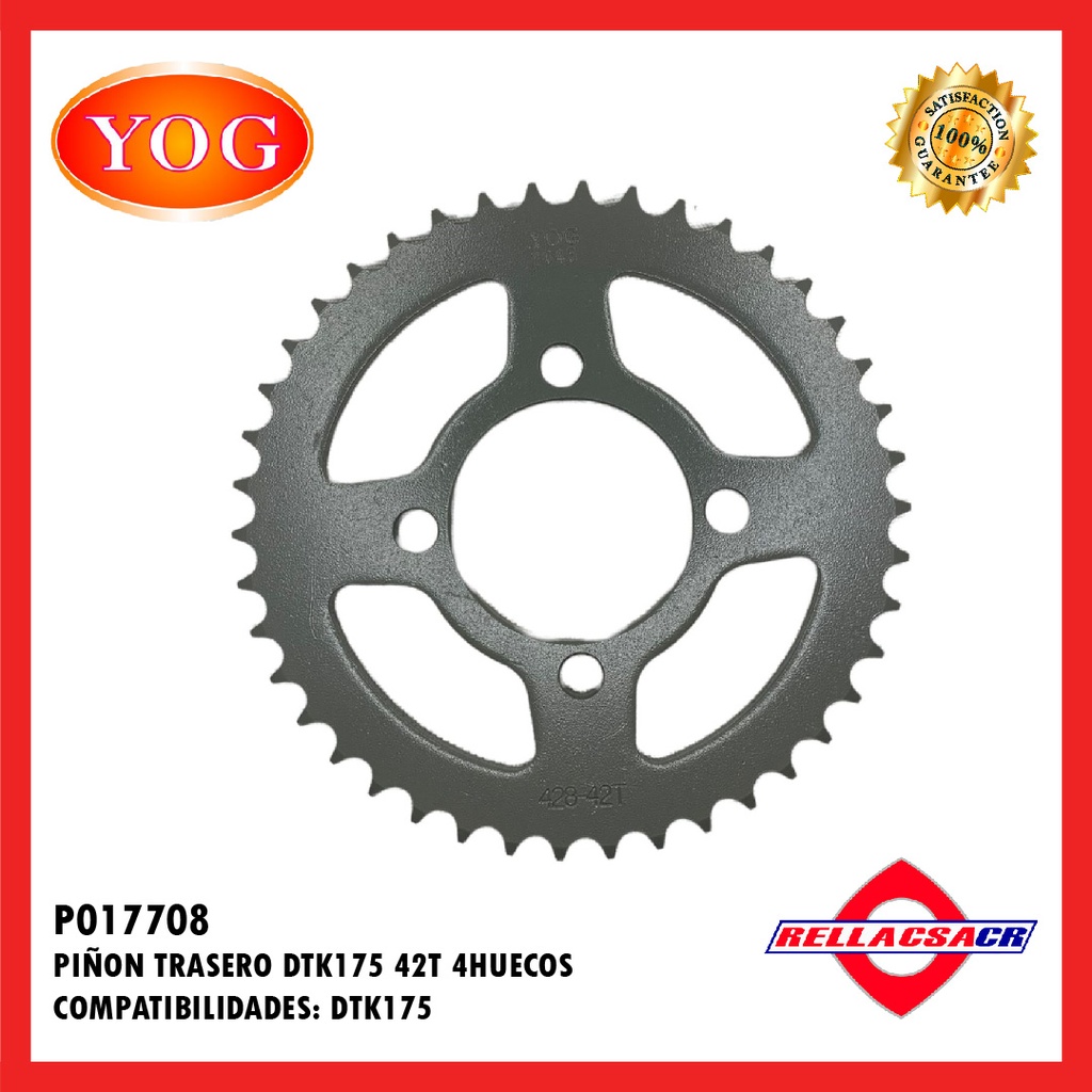 PI헲N TRASERO DTK175 42T 4HUECOS.YOG