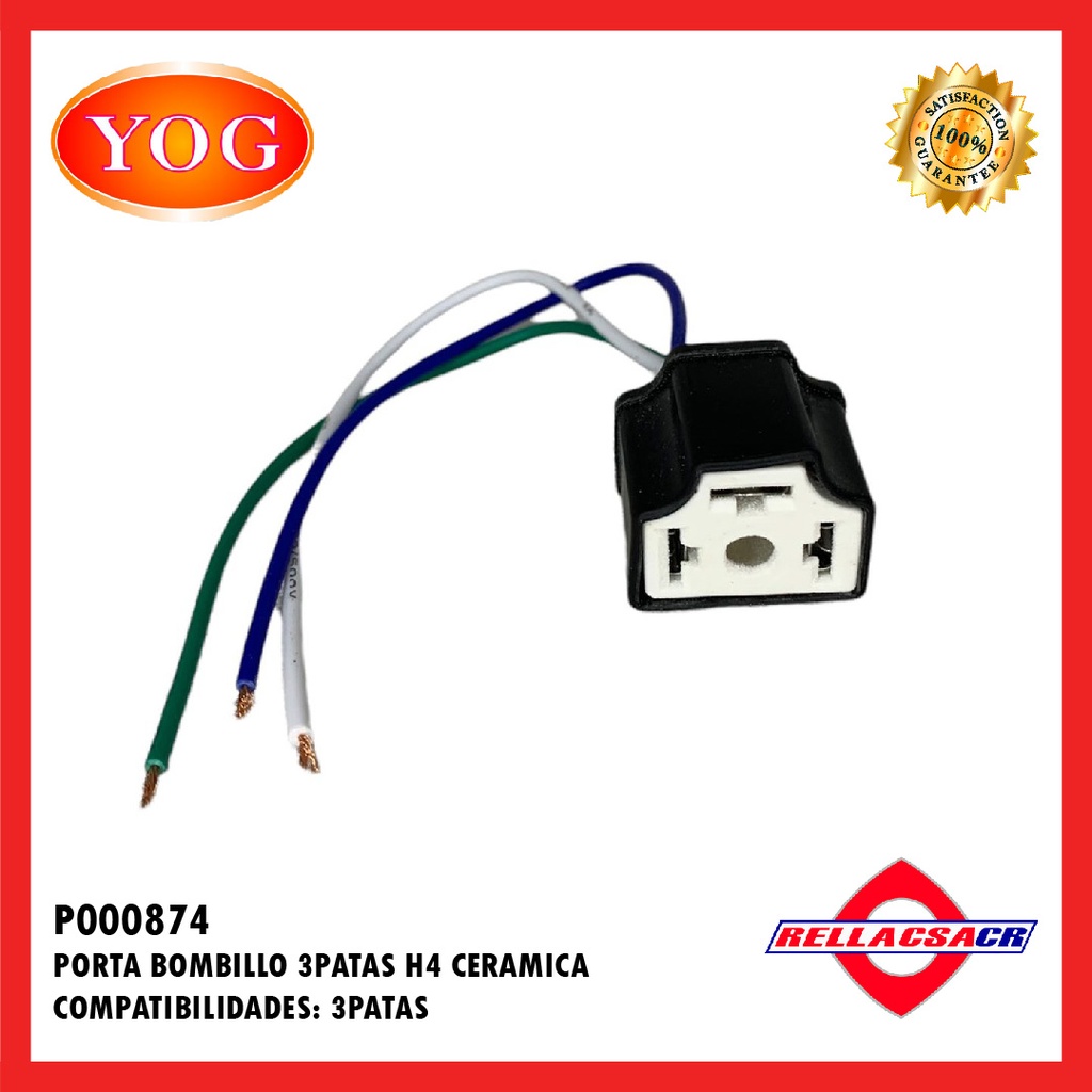 PORTA BOMBILLO 3PATAS H4 CERAMICA