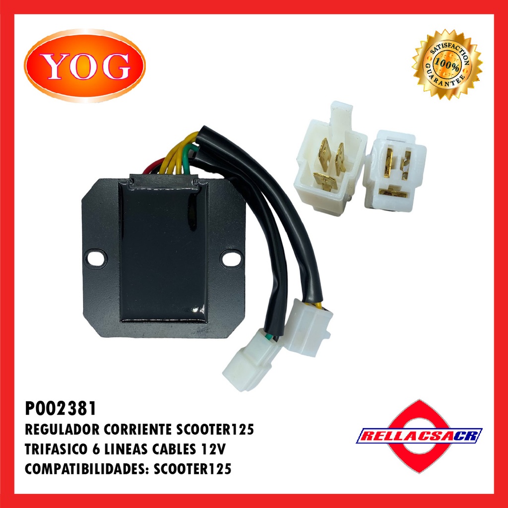REGULADOR CORRIENTE SCOOTER125 TRIFASICO 6L CABLES 12V