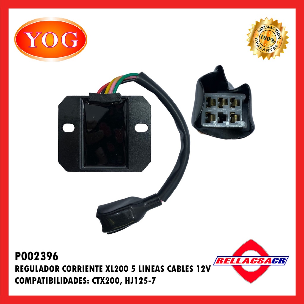 REGULADOR CORRIENTE XL200/CTX200/HJ125-7 5L CABLES 12V