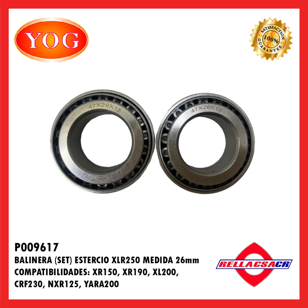 SET BALINERA ESTERCIO CONICO XR150 L (26MM) CON GRASA