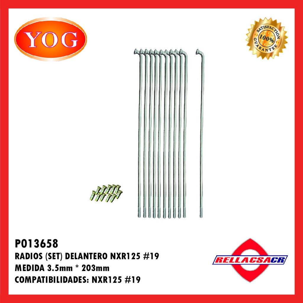 SET RADIOS DELANTERO #19 3.5X203mm NXR125