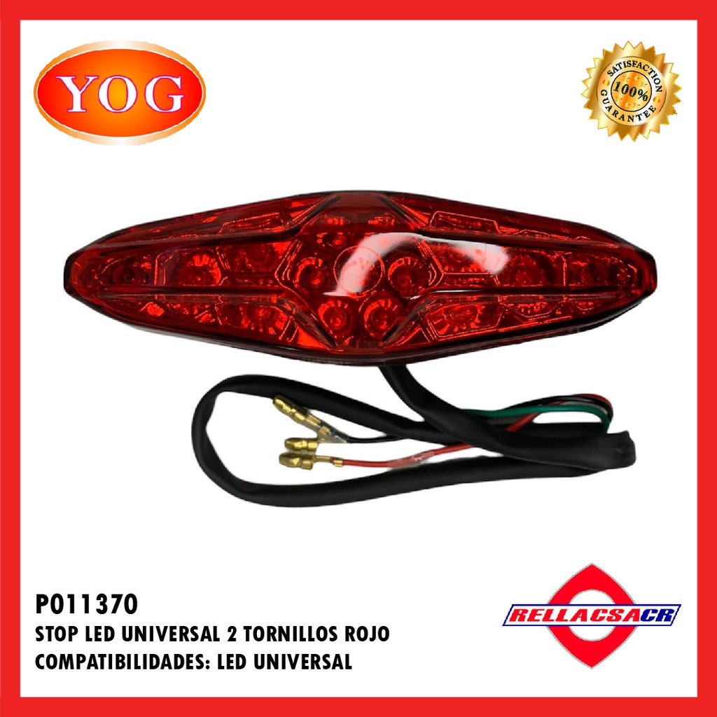 STOP LED UNIVERSAL 2 TORNILLOS ROJO