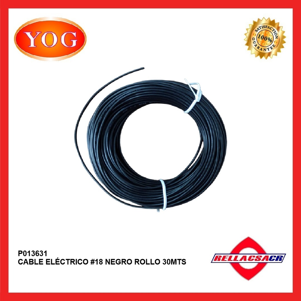 CABLE EL텞RICO #18 NEGRO (30 MTS) UNIVERSAL