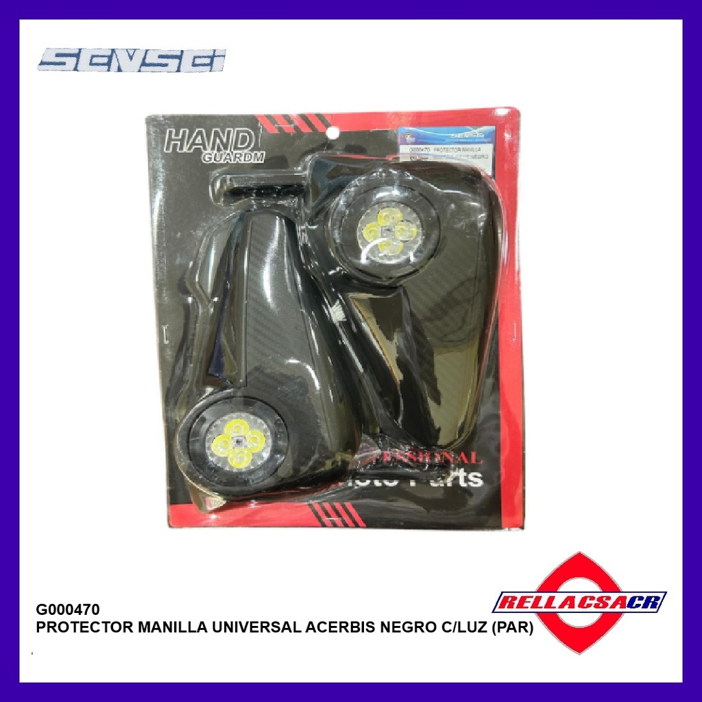 PROTECTOR MANIVELA UNIVERSAL ACERBIS NEGRO C/LUZ (PAR)