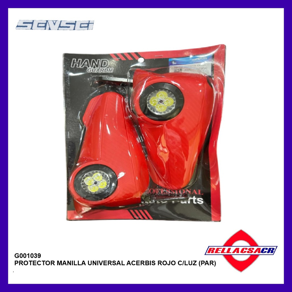 PROTECTOR MANIVELA UNIVERSAL ACERBIS ROJO C/LUZ (PAR)