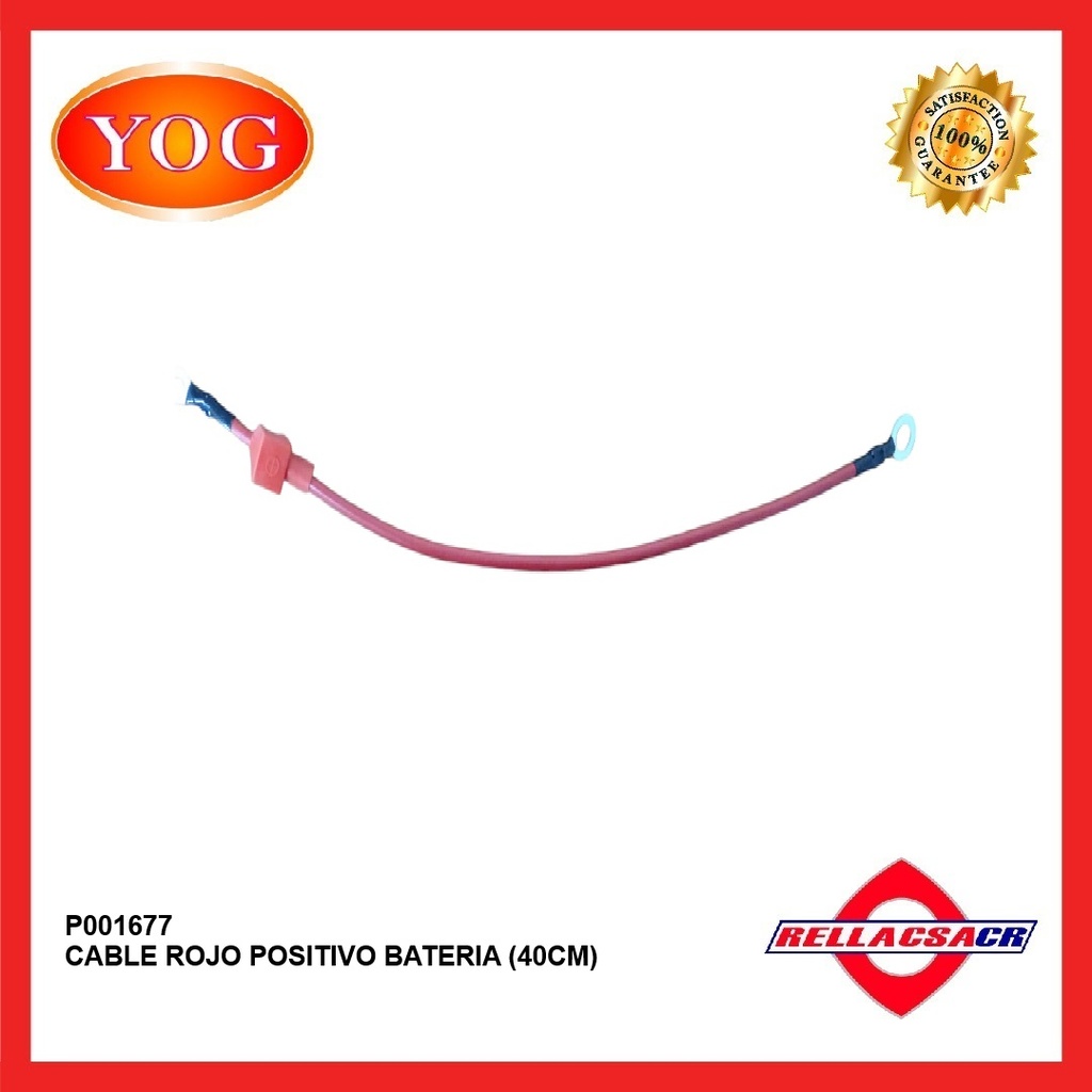 CABLE ROJO POSITIVO BATERIA (40CM) UNIVERSAL
