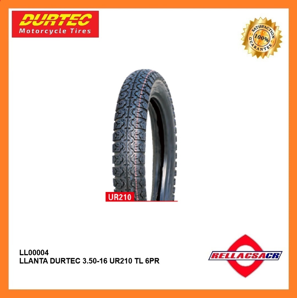 LLANTA DURTEC 3.50-16 UR210 TL 6PR