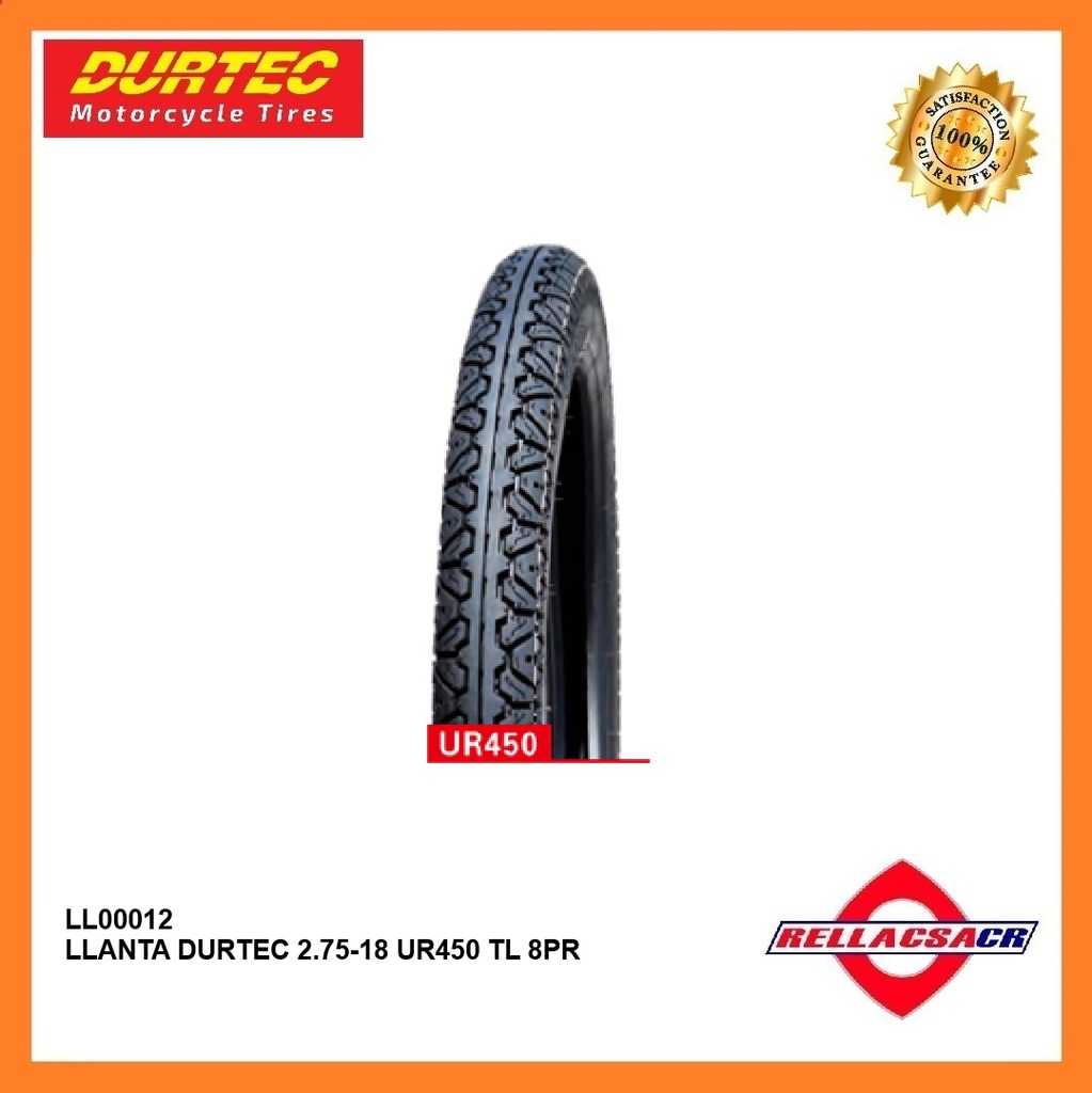 LLANTA DURTEC 2.75-18 UR450 TL 8PR