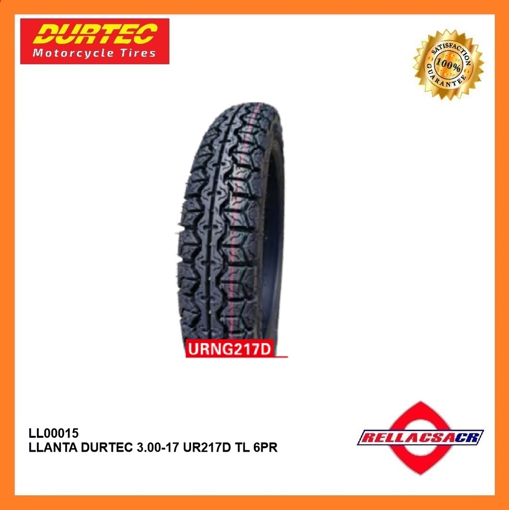 LLANTA DURTEC 3.00-17 UR217D TL 6PR