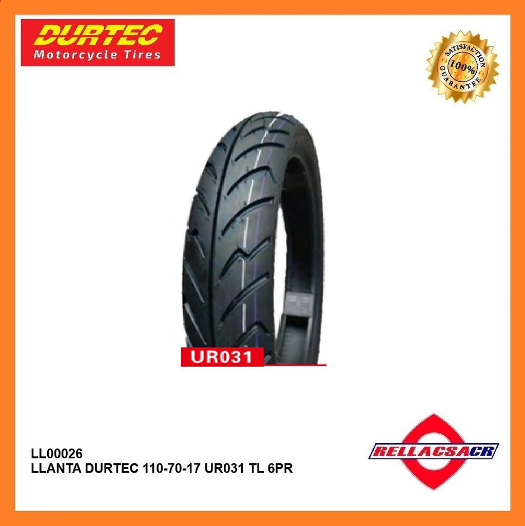 LLANTA DURTEC 110-70-17 UR031 TL 6PR
