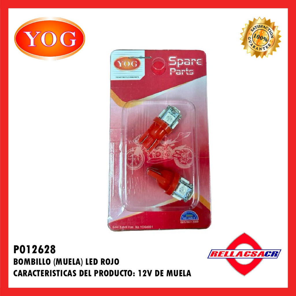 BOMBILLO LED ROJO MUELA 12V(PAR)