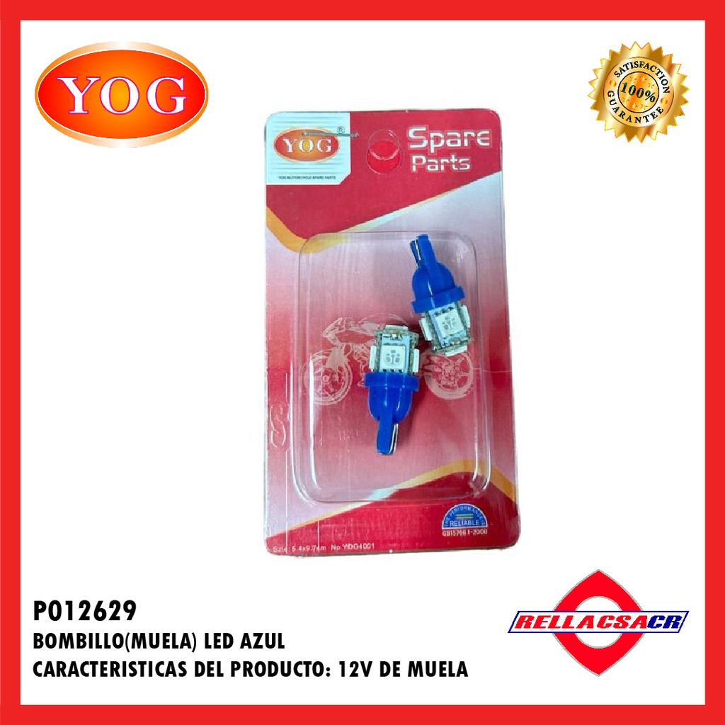 BOMBILLO LED AZUL MUELA 12V (PAR)